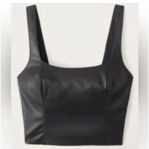 Faux Leather Squareneck Top